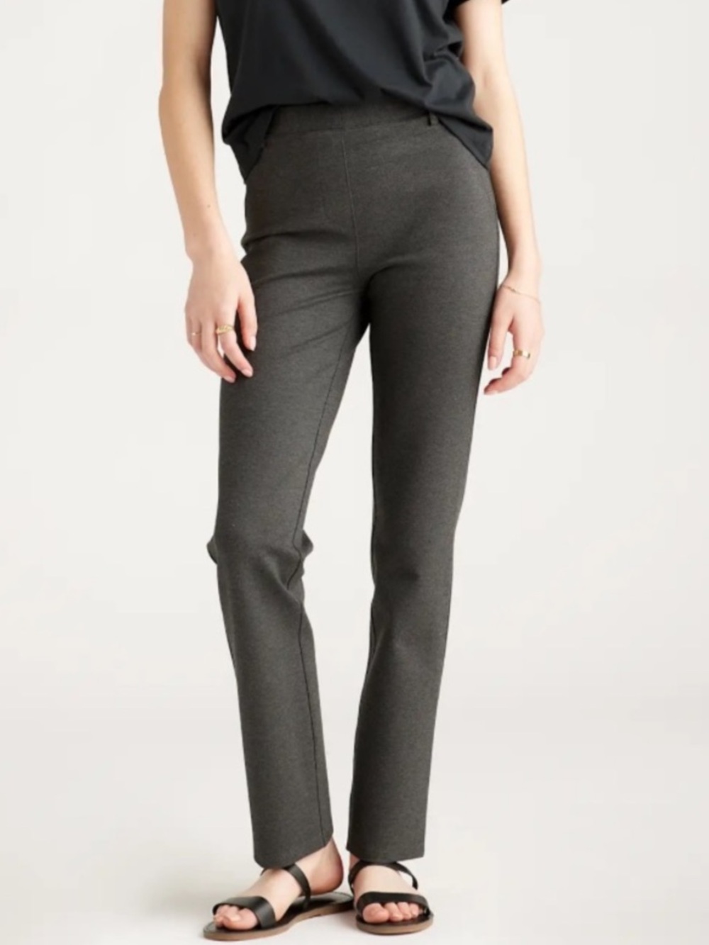 Quince Ultra Stretch Ponte Straight Leg Pant Charcoal Gray Medium